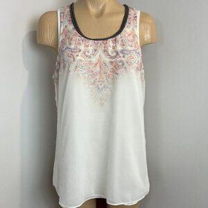 Lady Dutch High Society Women's Medium White Embellished Collar Blouse Top Shirt